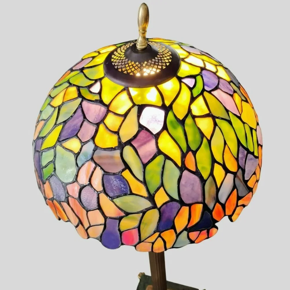 Vintage Dale Tiffany Stained Glass Lamp Shade, Signed 12